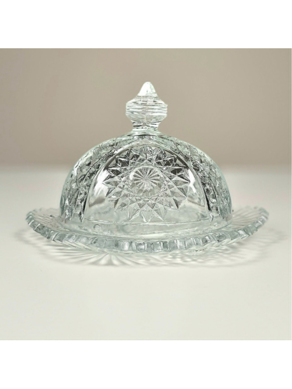 1910 Indiana Glass Oval Star Child Toy Miniature Covered Butter Dish No300